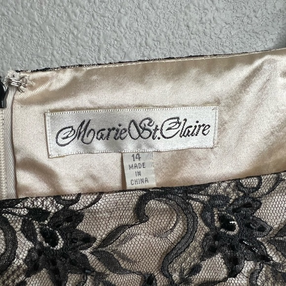 Vintage Drop Waist Pleated Lace Black & Cream Dress - Picture 5 of 16